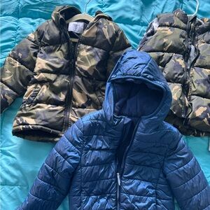 Old Navy Kids Puffers - Blue and Camouflage